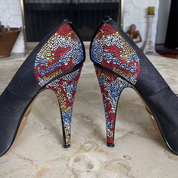 Luella Platform Stiletto Jewelled Peep Toe Party Heels - Picture 2 of 13